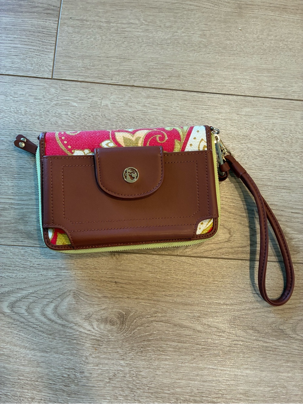 Spartina 449 Fiddler’s Cove Leather Linen Wristlet Wallet